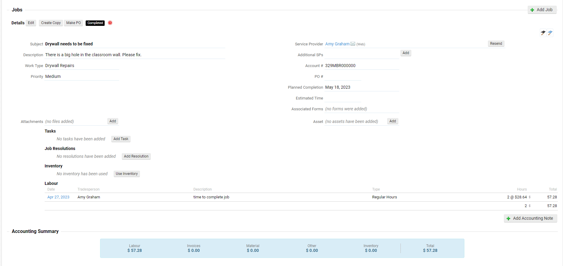 A screenshot displaying a payment screen in a real-time software with timesheets module.